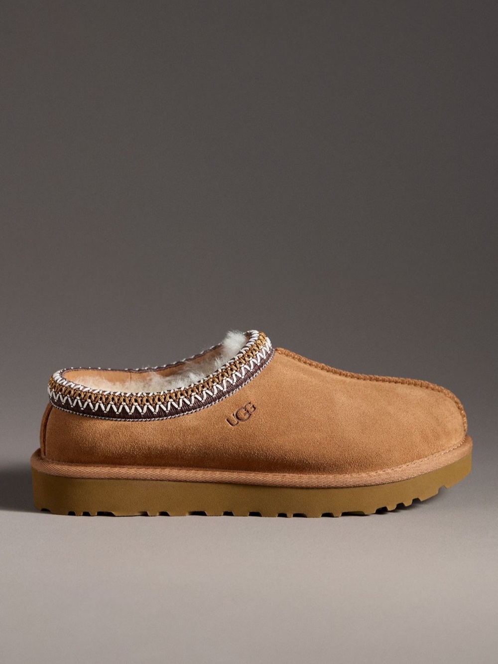 UGG Tasman Slippers Chestnut Brown Suede upper Sheepskin lining insole Sz 8